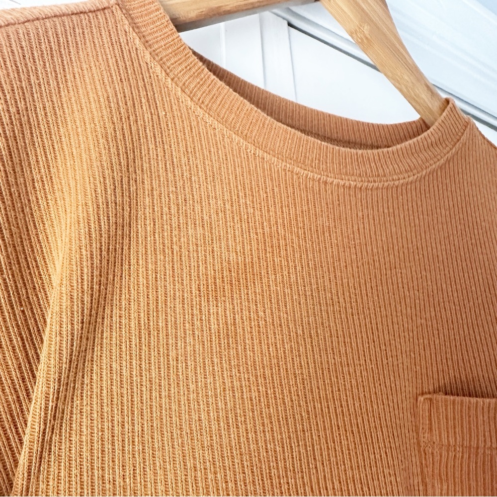 Madewell Patch Pocket Rib T-shirt Dress Golden Pecan 1X - Picture 5 of 9